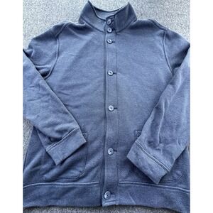 Gap Sweater Mens XL Charcoal Gray Blue Cardigan Button Up Long Sleeve Mock Neck‎
